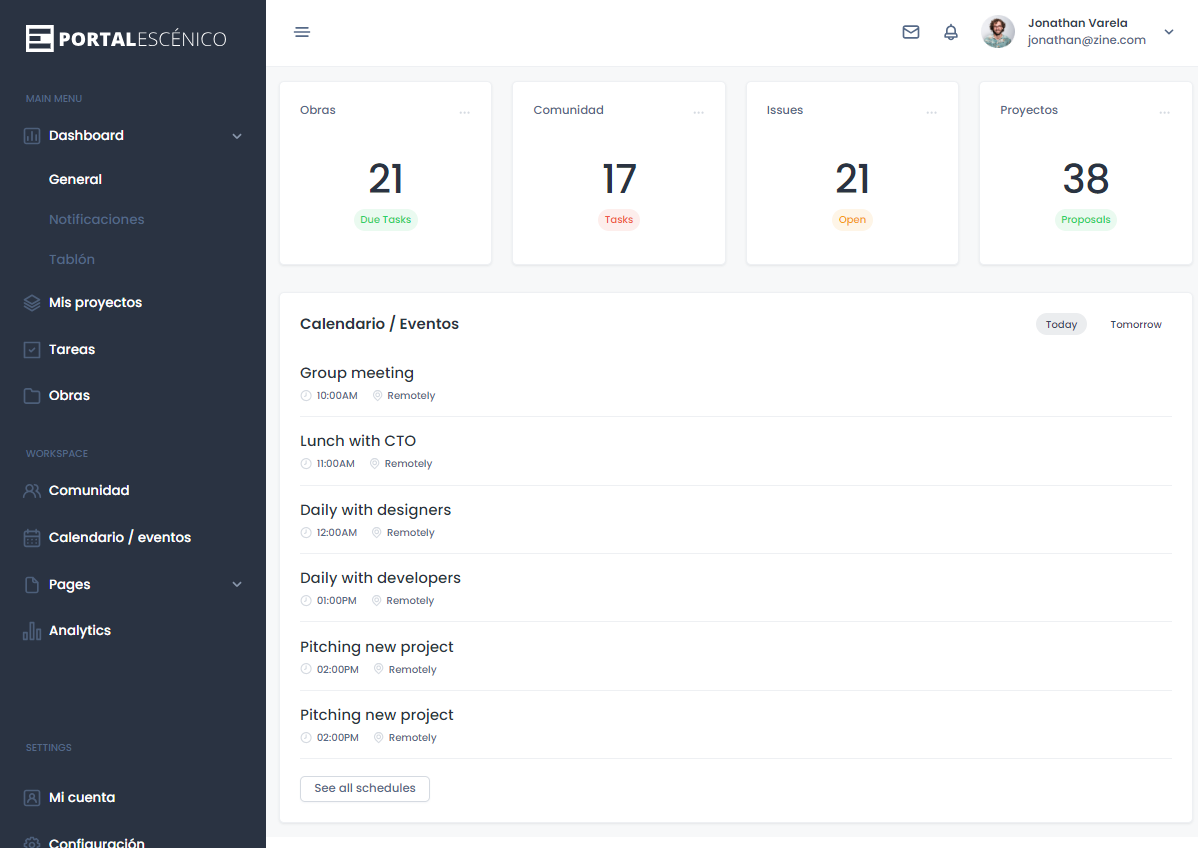 Dashboard de herramientas