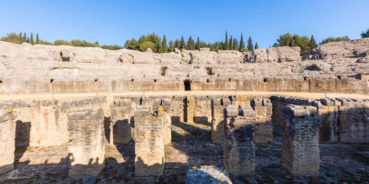 Amphitheater of the ancient roman city of Itálica, Santiponce, Sevilla, Spain