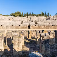 Amphitheater of the ancient roman city of Itálica, Santiponce, Sevilla, Spain